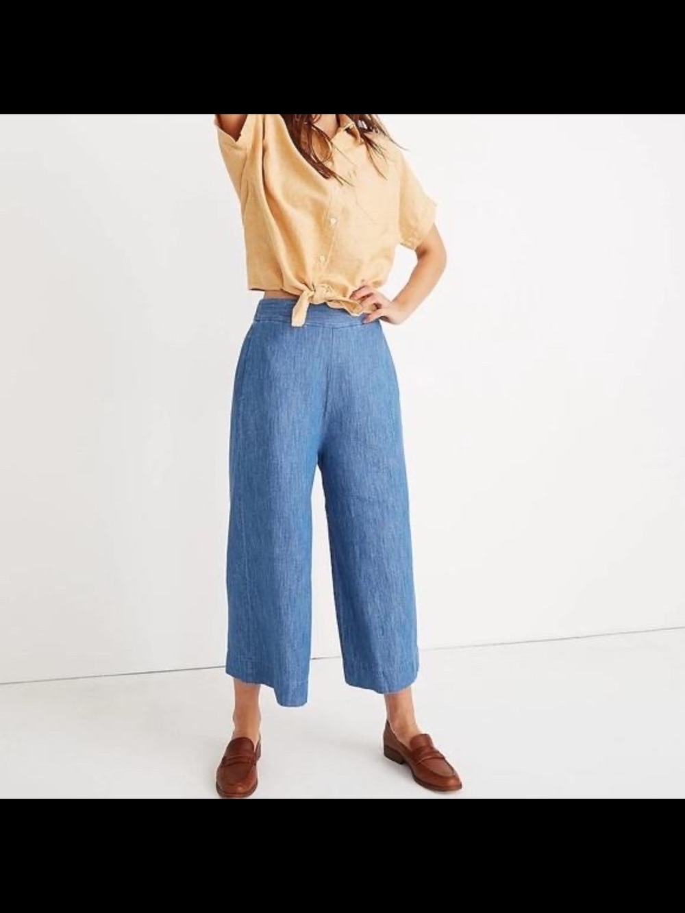 Madewell Light Blue Wide-Leg Cropped Pants